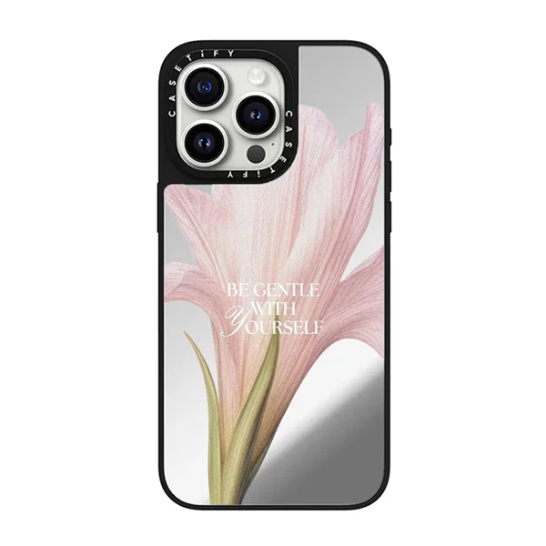 قاب موبایل سفارشی آینه‌ای | flower text