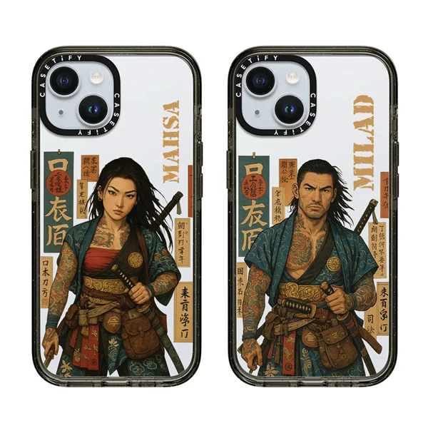 قاب موبایل سفارشی شفاف | samurai couple